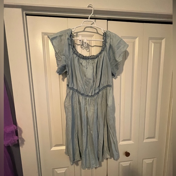 Lane Bryant Light Chambray Off Shoulder Dress 18/20 Raw Hems - Picture 5 of 5